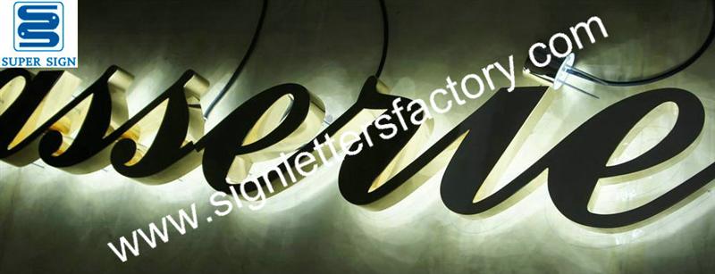 backlit LED brass letters